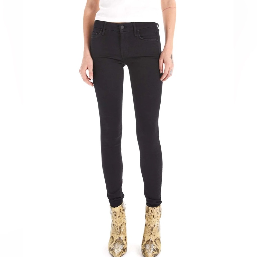 MOTHER Looker Ankle Fray Not Guilty Black Jeans
